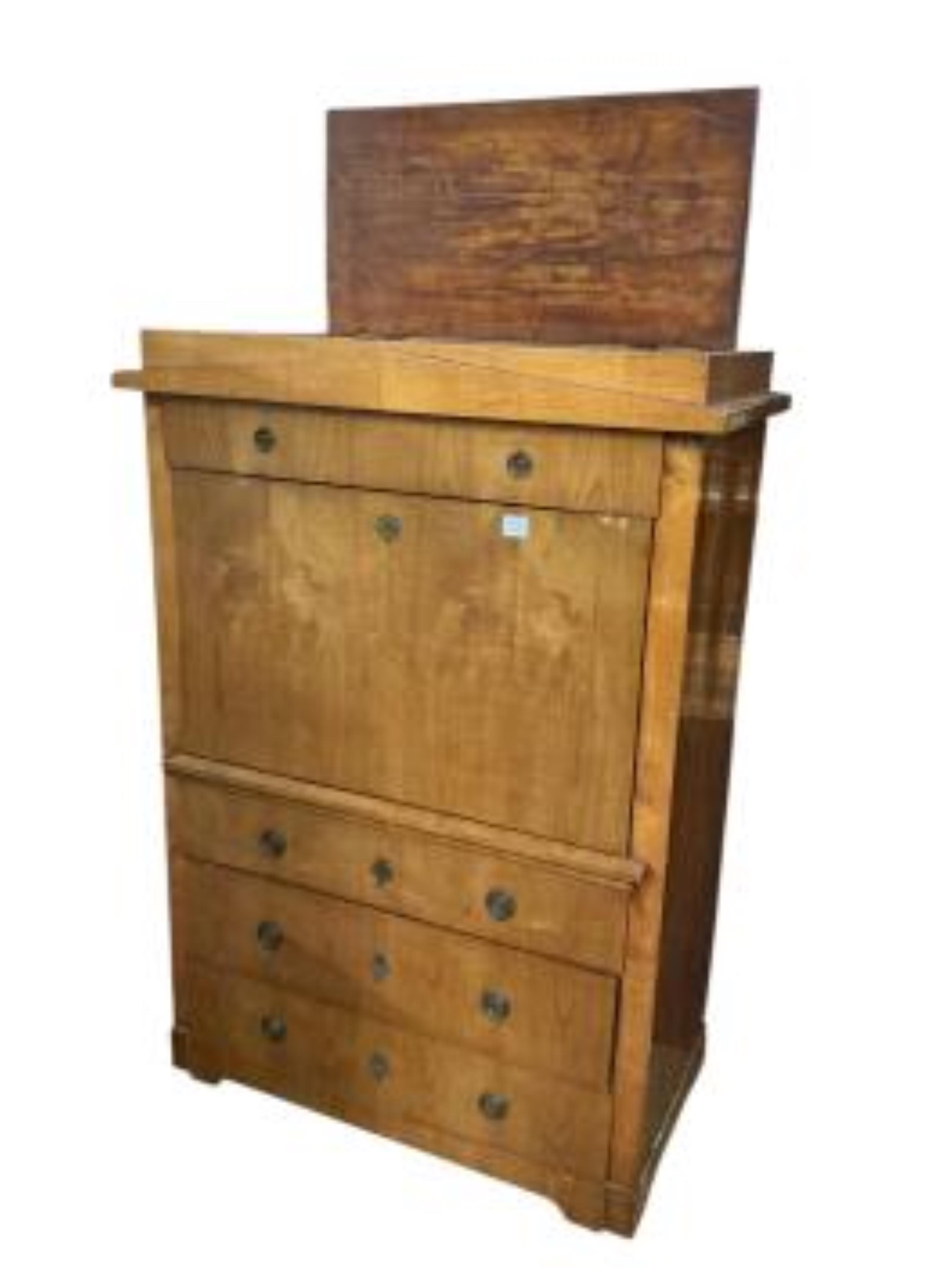 A 19th century Biedermeier cherry secretaire en abattant, width 106cm, depth 56cm, height 150cm